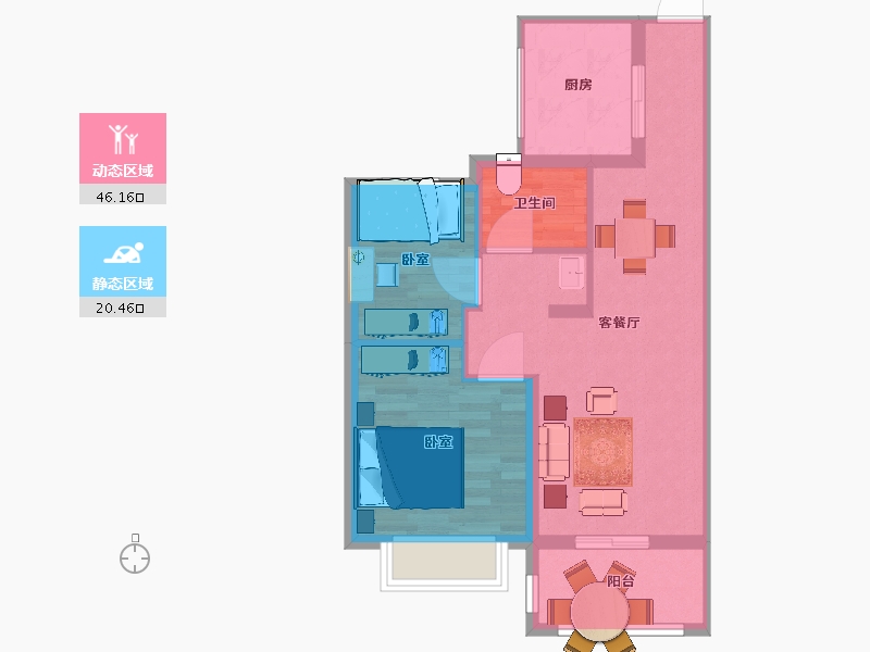 江苏省-南京市-上东逸境-60.00-户型库-动静分区