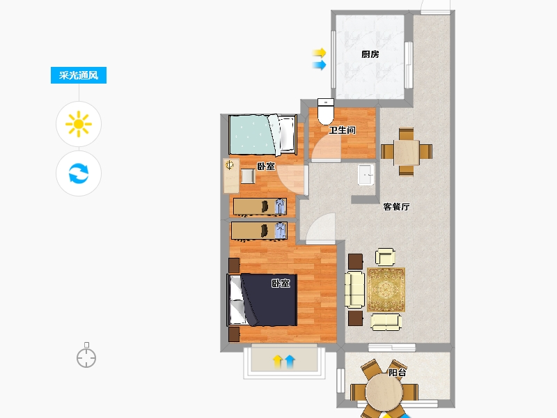 江苏省-南京市-上东逸境-60.00-户型库-采光通风