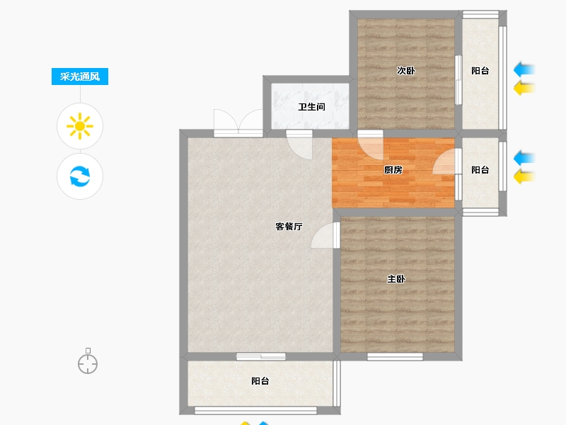 黑龙江省-哈尔滨市-尚苑•英才汇-84.00-户型库-采光通风