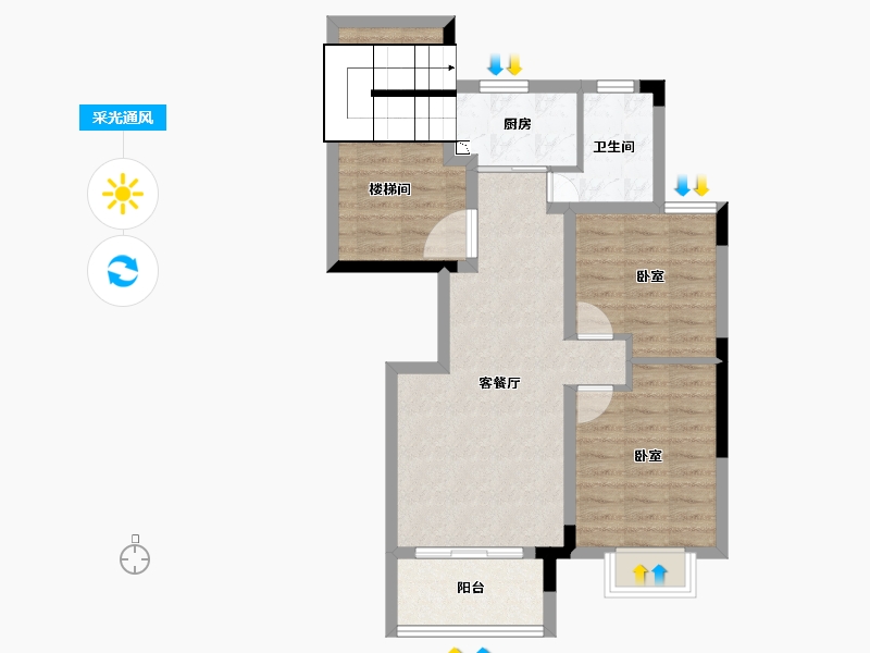 江苏省-无锡市-ΜΟΜΛ春风湖上-70.01-户型库-采光通风