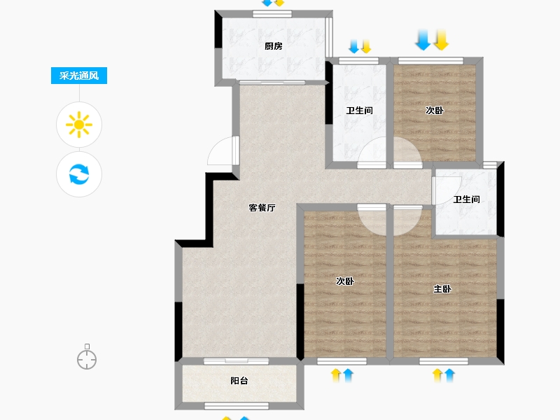 黑龙江省-牡丹江市-珍宝岛・未来城-98.22-户型库-采光通风