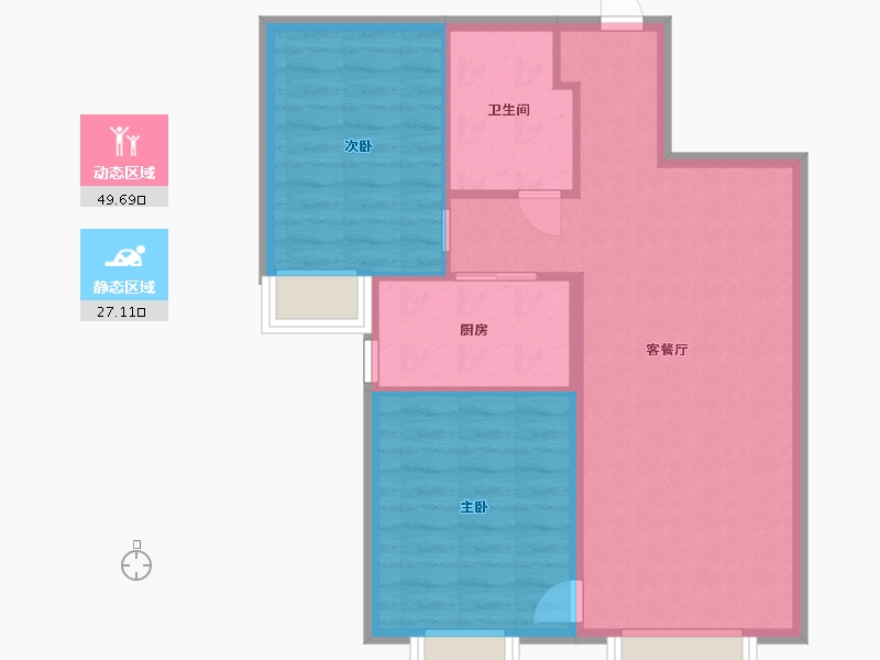 黑龙江省-哈尔滨市-华润•中海•江城-69.60-户型库-动静分区