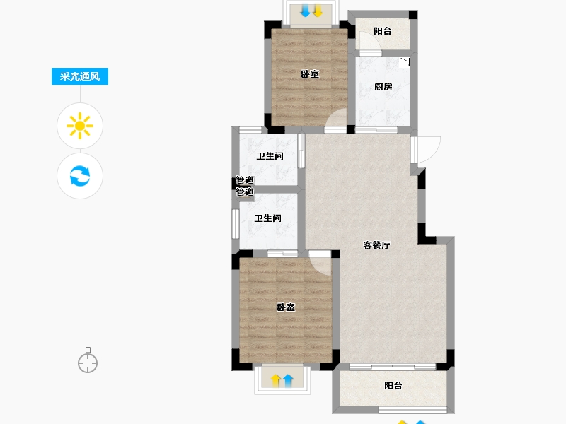 江苏省-无锡市-ΜΟΜΛ春风湖上-74.01-户型库-采光通风