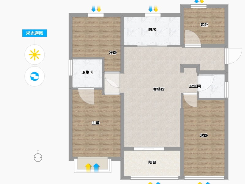 陕西省-咸阳市-领航尚宸-106.00-户型库-采光通风