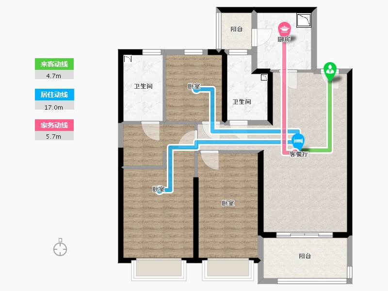 陕西省-西安市-咸阳恒大帝景-104.20-户型库-动静线