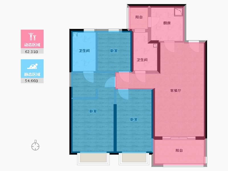 陕西省-西安市-咸阳恒大帝景-104.20-户型库-动静分区