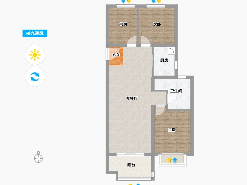 山西省-太原市-当代上品府MOMA-74.08-户型库-采光通风