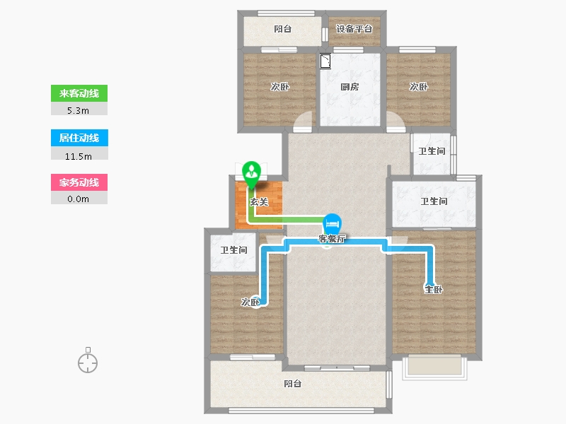 山西省-太原市-当代上品府MOMA-133.77-户型库-动静线