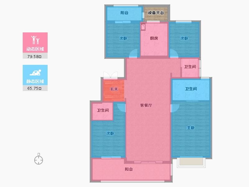 山西省-太原市-当代上品府MOMA-133.77-户型库-动静分区