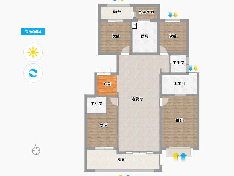 山西省-太原市-当代上品府MOMA-133.77-户型库-采光通风