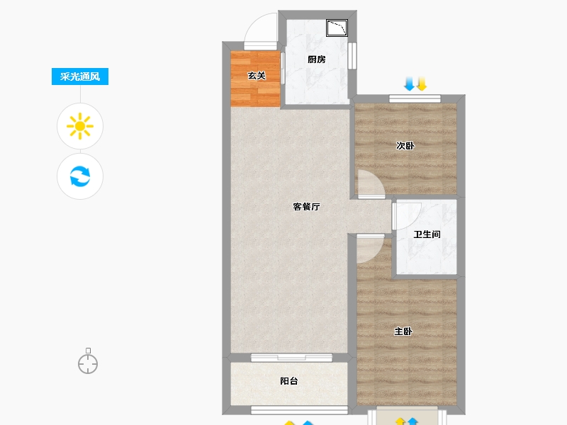 山西省-太原市-当代上品府MOMA-59.76-户型库-采光通风