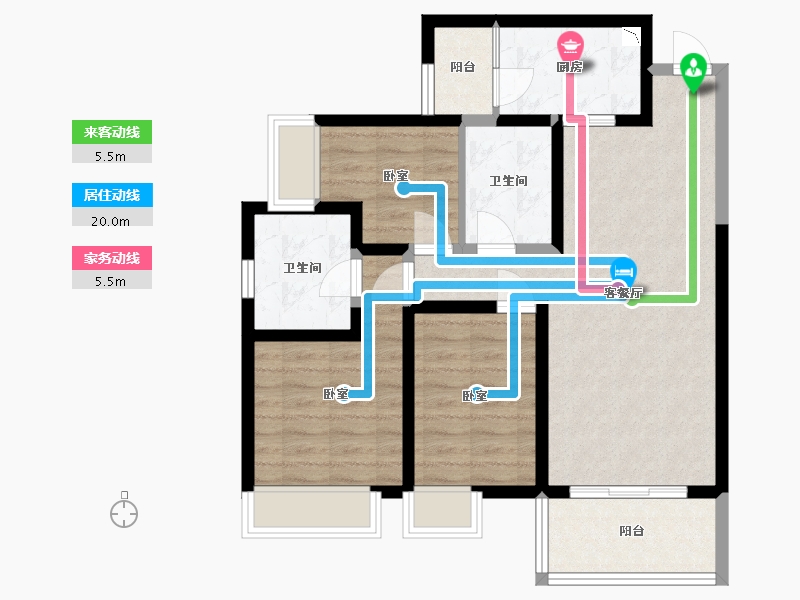 陕西省-咸阳市-伍峰骊园-78.38-户型库-动静线