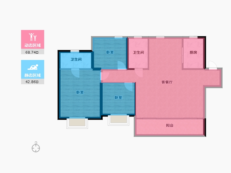 陕西省-西安市-绿地新里城-101.62-户型库-动静分区