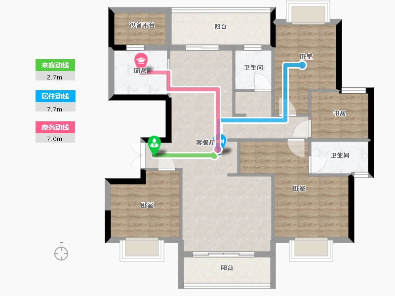 云南省-西双版纳傣族自治州-冠城金域礼品-102.66-户型库-动静线