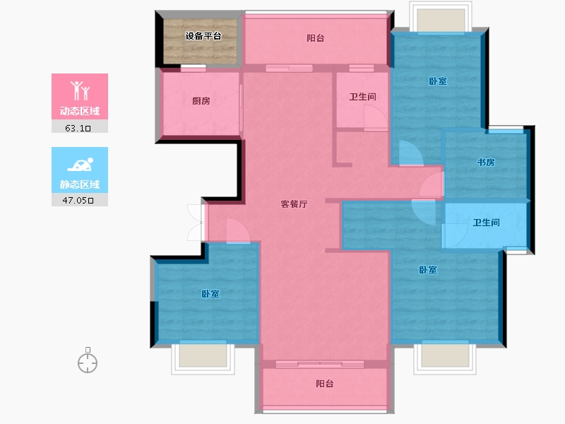 云南省-西双版纳傣族自治州-冠城金域礼品-102.66-户型库-动静分区