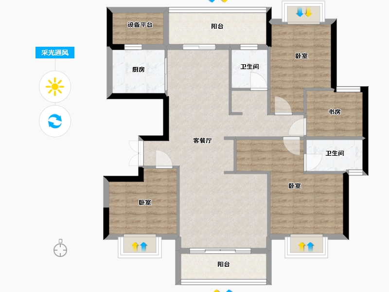 云南省-西双版纳傣族自治州-冠城金域礼品-102.66-户型库-采光通风