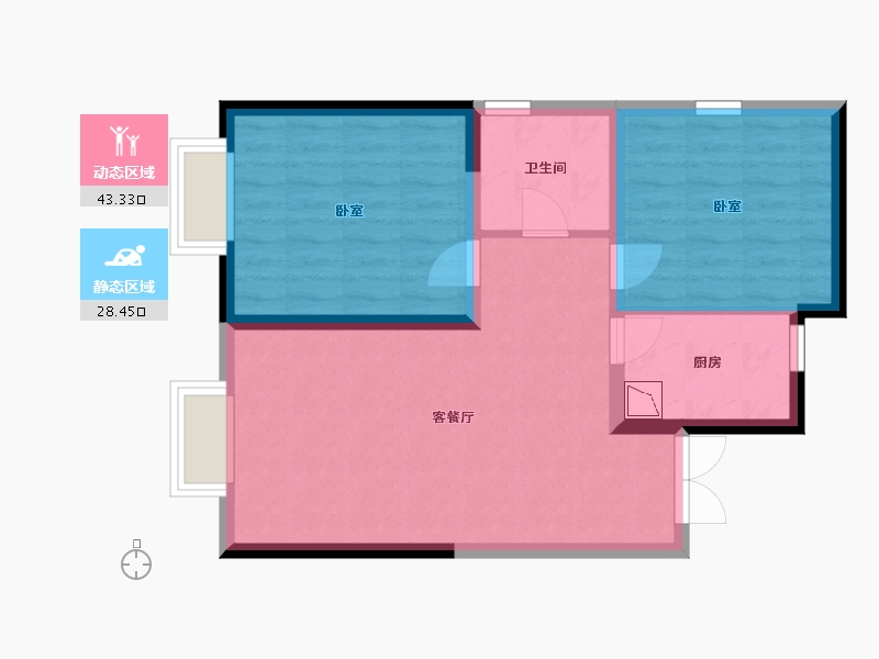 江苏省-南京市-证大阅江府-64.20-户型库-动静分区