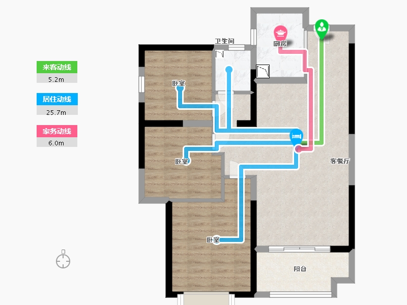 陕西省-西安市-太乙城时光里-78.00-户型库-动静线