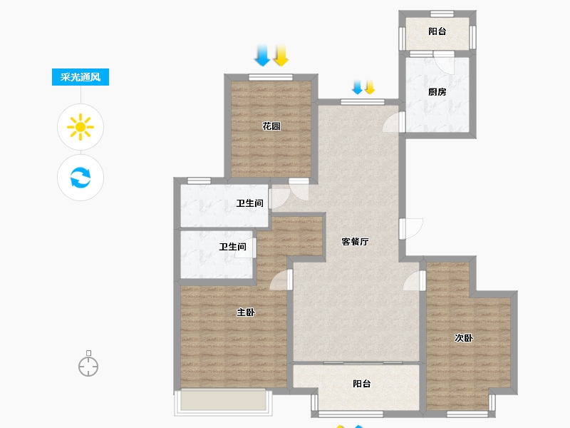 黑龙江省-哈尔滨市-永泰城住宅-117.35-户型库-采光通风