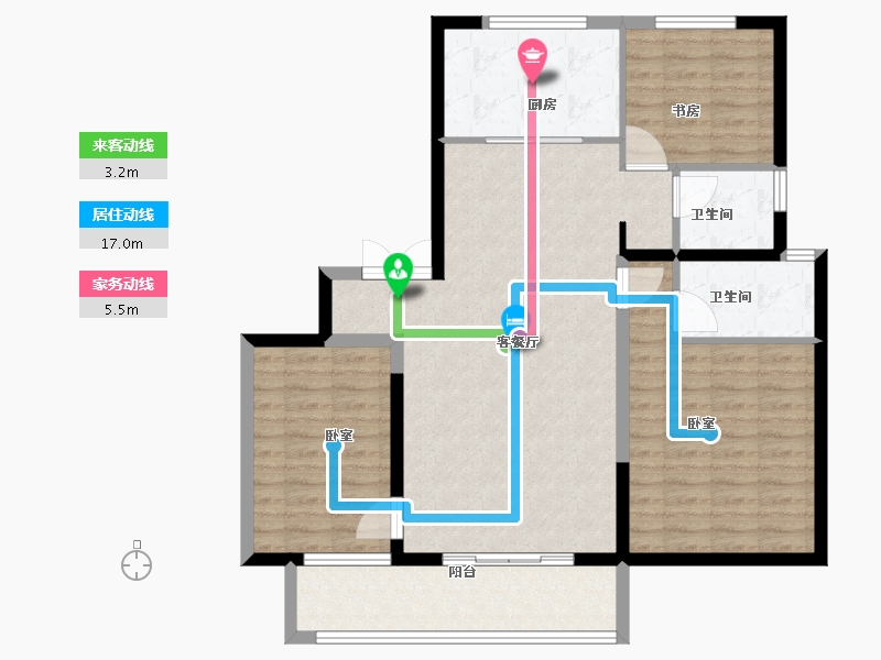 陕西省-咸阳市-紫薇·万科大都会-104.00-户型库-动静线