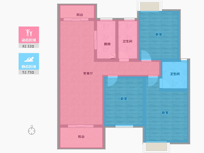 江苏省-无锡市-鸿景中央府-102.00-户型库-动静分区