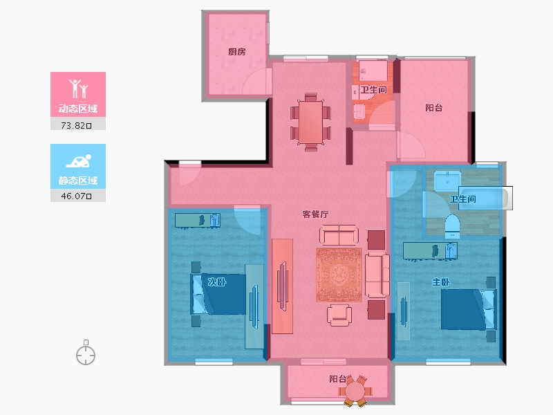 江苏省-南京市-仁恒公园世纪-107.78-户型库-动静分区