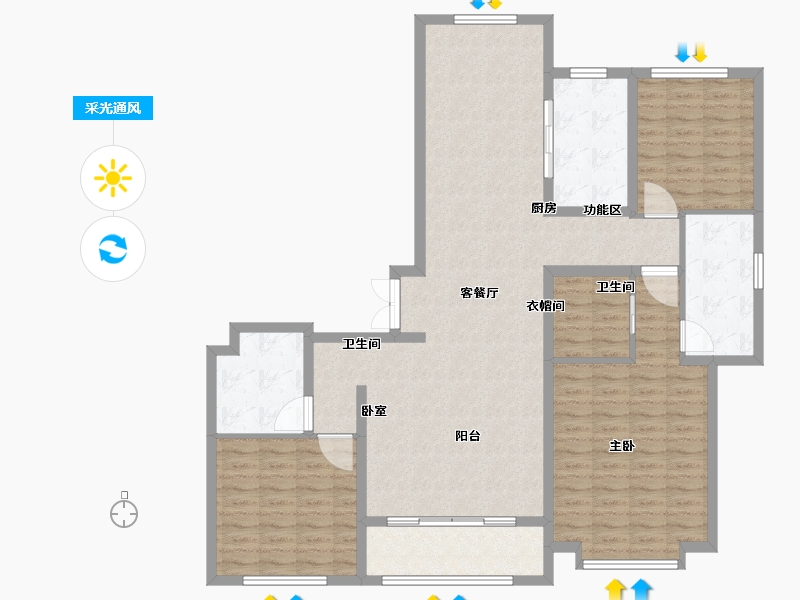 陕西省-西安市-林凯溢金湾-133.00-户型库-采光通风