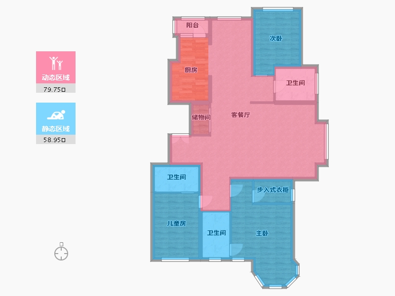 黑龙江省-哈尔滨市-凯盛源·玖郡-124.55-户型库-动静分区