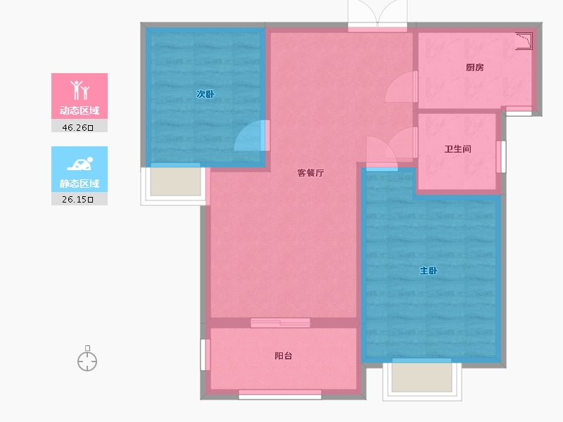 陕西省-西安市-泰盈奥林匹克花园-64.35-户型库-动静分区