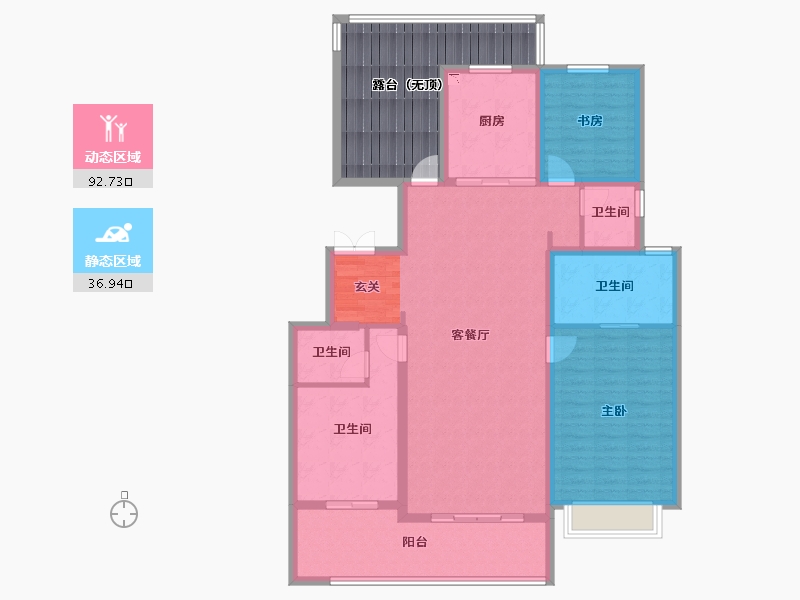 山西省-太原市-当代上品府MOMA-133.66-户型库-动静分区