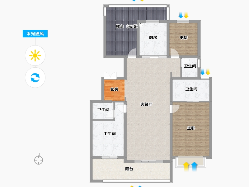 山西省-太原市-当代上品府MOMA-133.66-户型库-采光通风