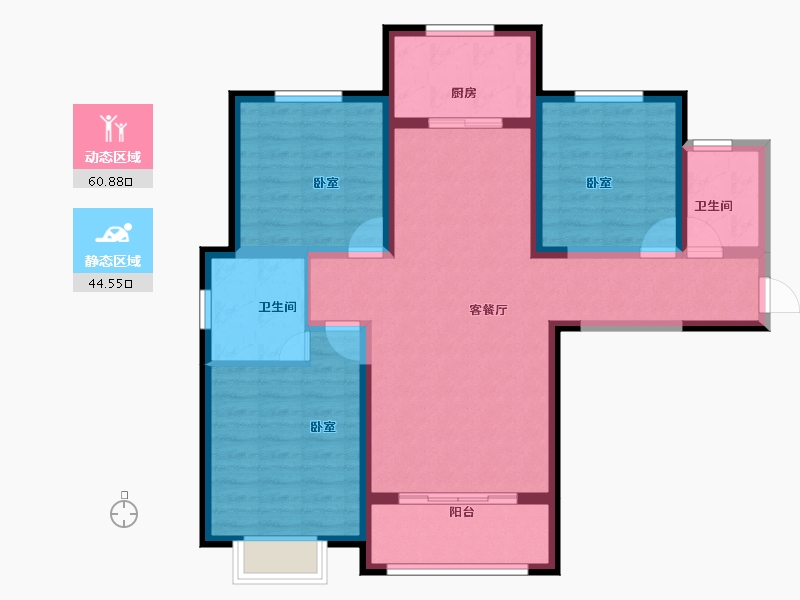 陕西省-咸阳市-伟权公园府邸-93.86-户型库-动静分区