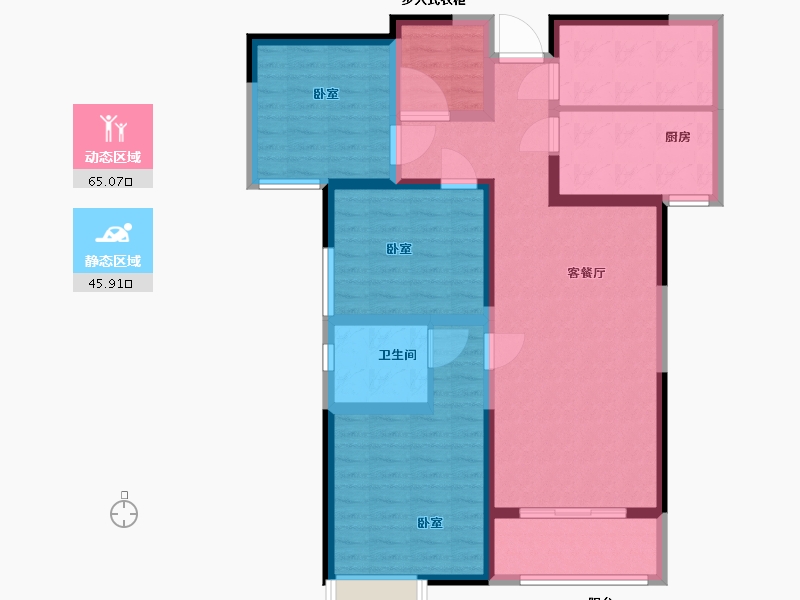 陕西省-咸阳市-百达悦府-98.46-户型库-动静分区