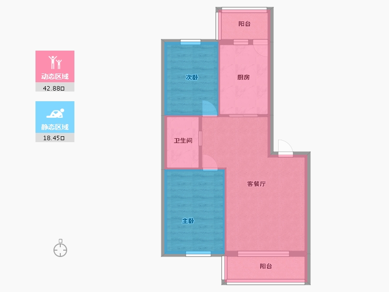 黑龙江省-哈尔滨市-裕赐俯季-54.90-户型库-动静分区