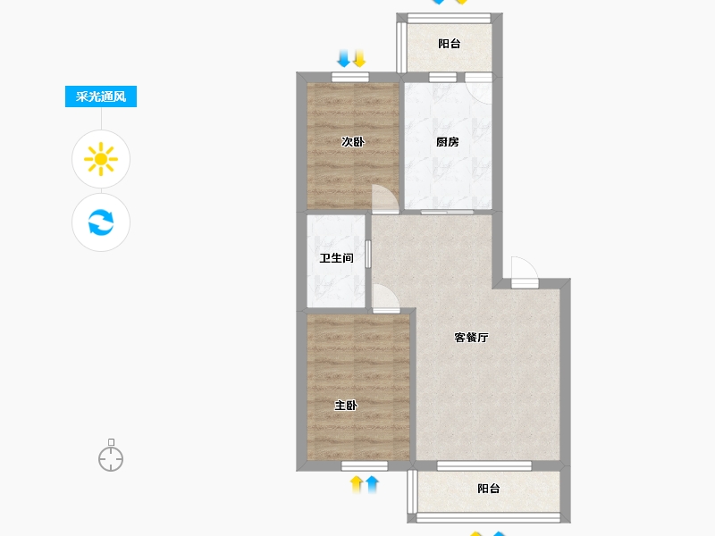 黑龙江省-哈尔滨市-裕赐俯季-54.90-户型库-采光通风