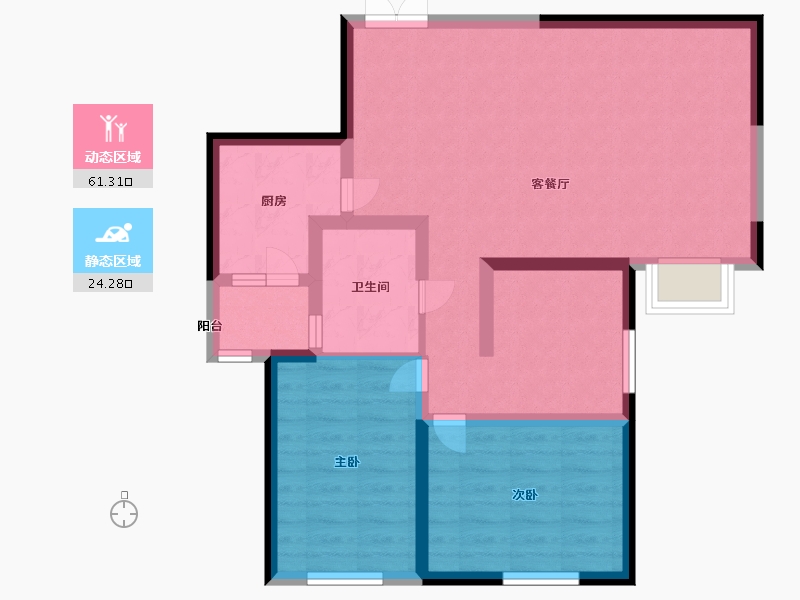 陕西省-西安市-国润城-75.99-户型库-动静分区