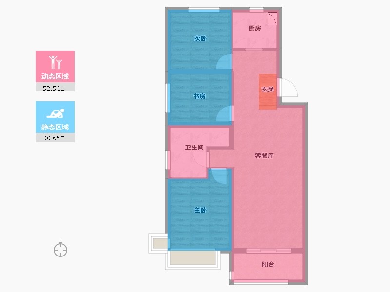 山西省-太原市-当代上品府MOMA-73.88-户型库-动静分区