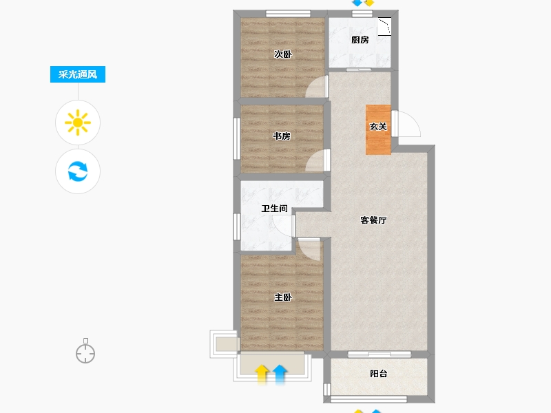 山西省-太原市-当代上品府MOMA-73.88-户型库-采光通风