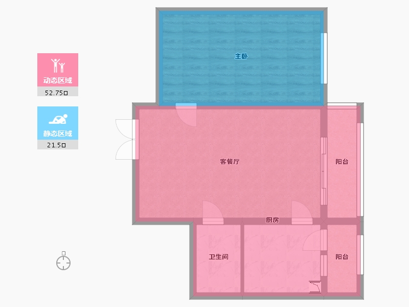 黑龙江省-哈尔滨市-尚苑•英才汇-66.60-户型库-动静分区