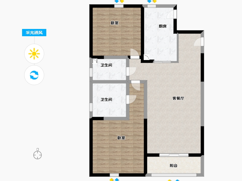 陕西省-西安市-万丽骊宫-102.00-户型库-采光通风