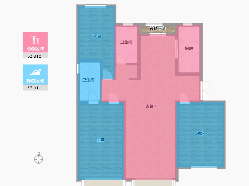 黑龙江省-哈尔滨市-华润•中海•江城-108.80-户型库-动静分区