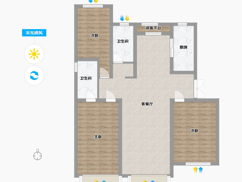 黑龙江省-哈尔滨市-华润•中海•江城-108.80-户型库-采光通风