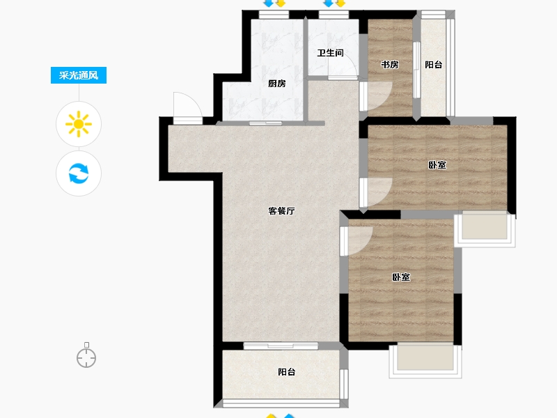 江苏省-无锡市-红豆首府二期-71.00-户型库-采光通风