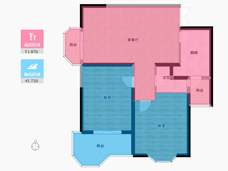 江苏省-无锡市-恒盛第一国际四期颐园-86.46-户型库-动静分区