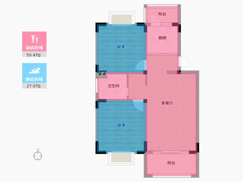 江苏省-无锡市-ΜΟΜΛ春风湖上-69.01-户型库-动静分区