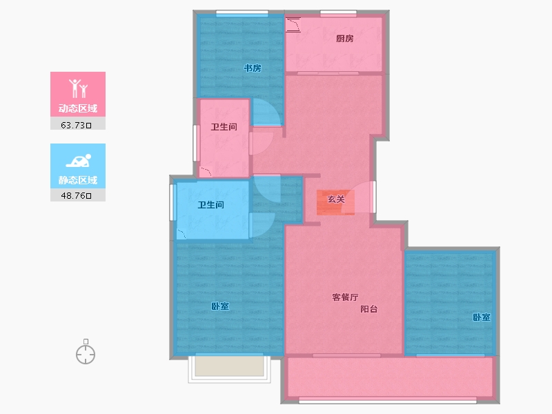 陕西省-咸阳市-融创中央学府-101.95-户型库-动静分区