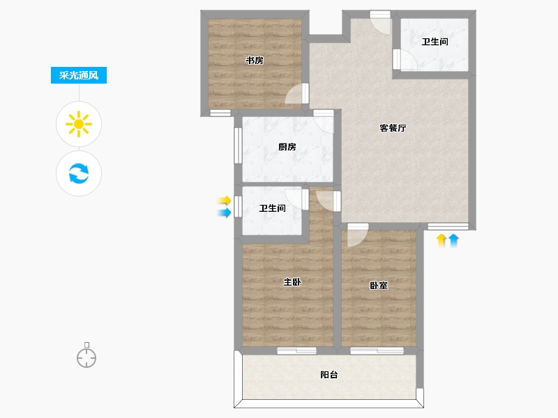 陕西省-咸阳市-林锦庭园-78.99-户型库-采光通风