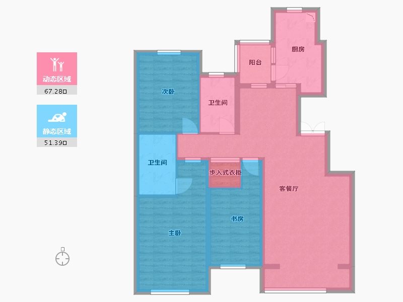 黑龙江省-哈尔滨市-凯盛源·玖郡-105.85-户型库-动静分区