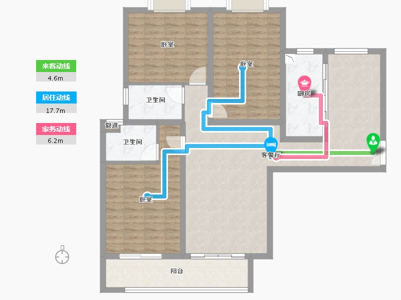 陕西省-渭南市-乐天聚·天籁-110.94-户型库-动静线