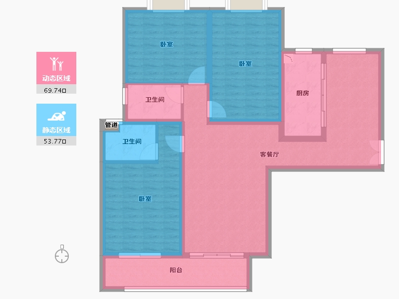 陕西省-渭南市-乐天聚·天籁-110.94-户型库-动静分区